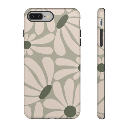 Retro Cream & Green Daisy Pattern Phone Case - White Phone Case - iPhone 8 Plus / Glossy