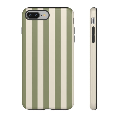 Olive & Beige Stripe Pattern Phone Case - Green Phone Case - iPhone 8 Plus / Glossy