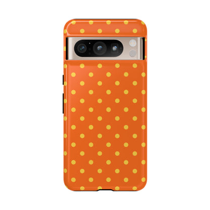 Google Pixel 8 Pro / Glossy Phone Case - Trendy Orange & Yellow Dot Pattern Phone Case