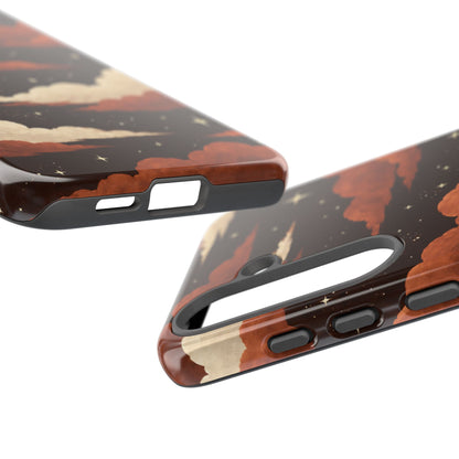 Illustrated Burnt Orange Clouds & Stars Phone Case