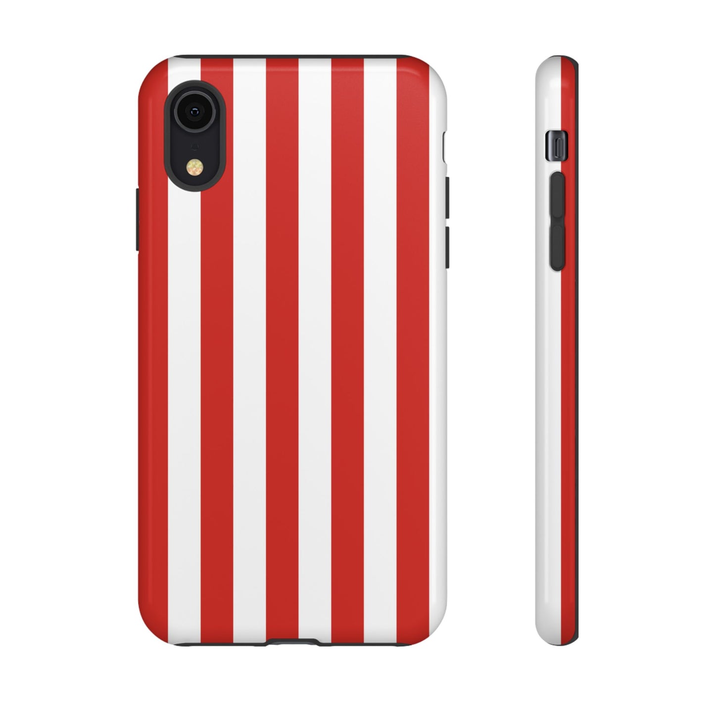 iPhone XR / Glossy Phone Case - Simple Dark Orange & White Stripe Pattern Phone Case