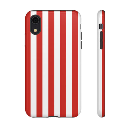 iPhone XR / Glossy Phone Case - Simple Dark Orange & White Stripe Pattern Phone Case