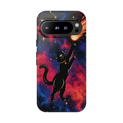 Whimsical Multicolour Celestial Black Cat Phone Case