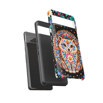 Vibrant Orange and Turquoise Calavera Hedgehog Phone Case - Multicolor Phone Case