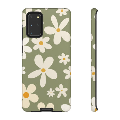 Chic Green Daisy Pattern Phone Case - Green Phone Case - Samsung Galaxy S20+ / Glossy