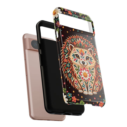 Vibrant Terracotta and Teal Calavera Hedgehog Phone Case - Multicolor Phone Case