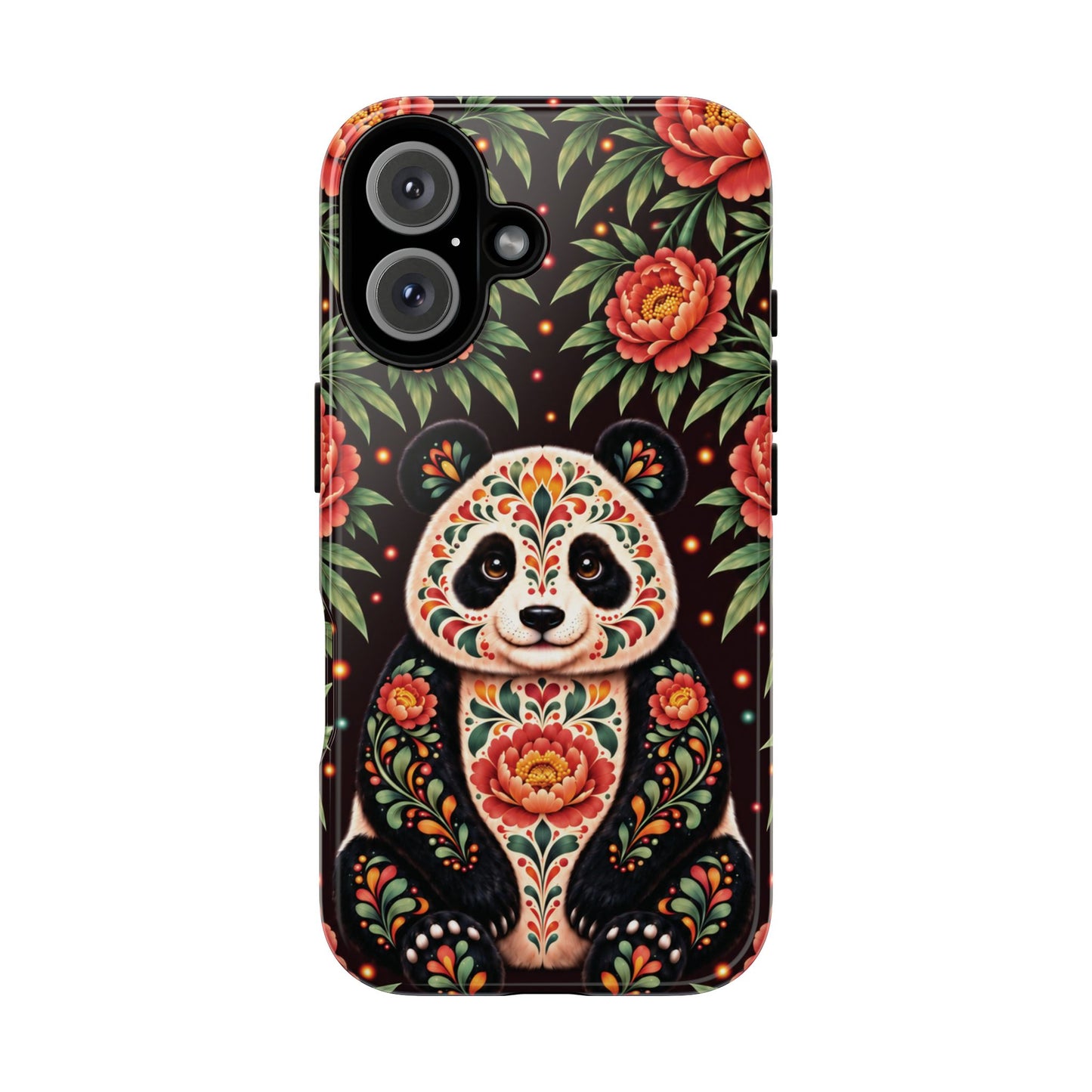 Cute Terracotta and Teal Calavera Panda Phone Case - Multicolor Phone Case - iPhone 16 / Glossy