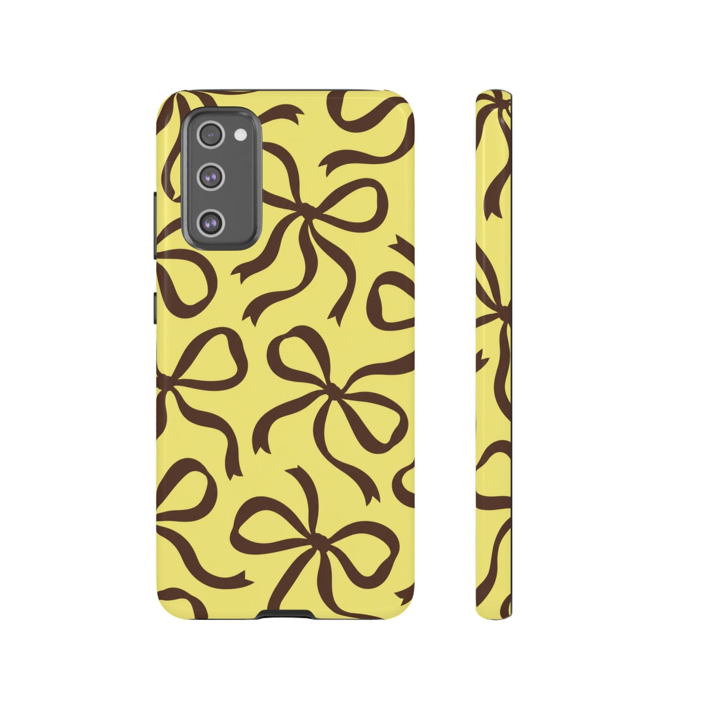 Bold Butter Yellow and Chocolate Brown Bow Pattern Phone Case