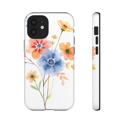 iPhone 12 Mini / Glossy Phone Case - Boho Chic Watercolour Bouquet Pattern Phone Case