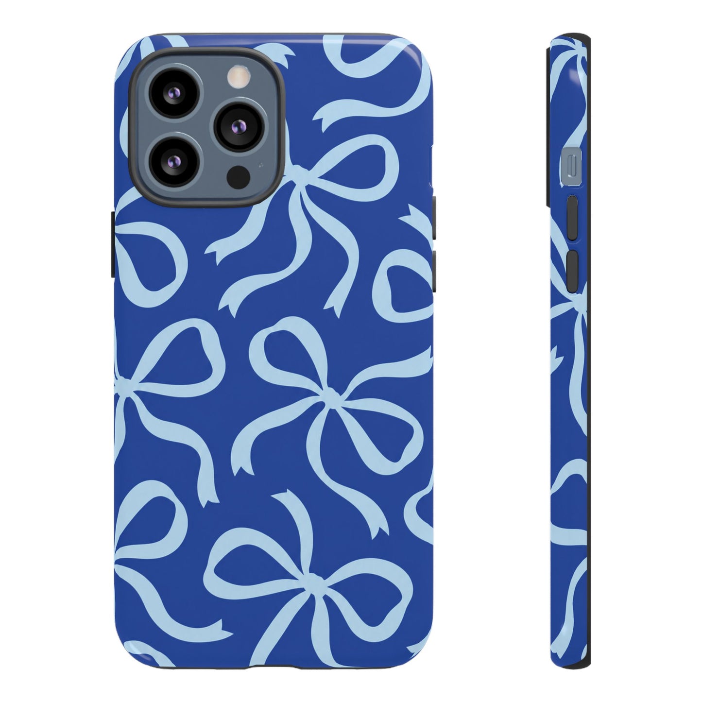 Bold Cobalt Blue and Powder Blue Bow Pattern Phone Case