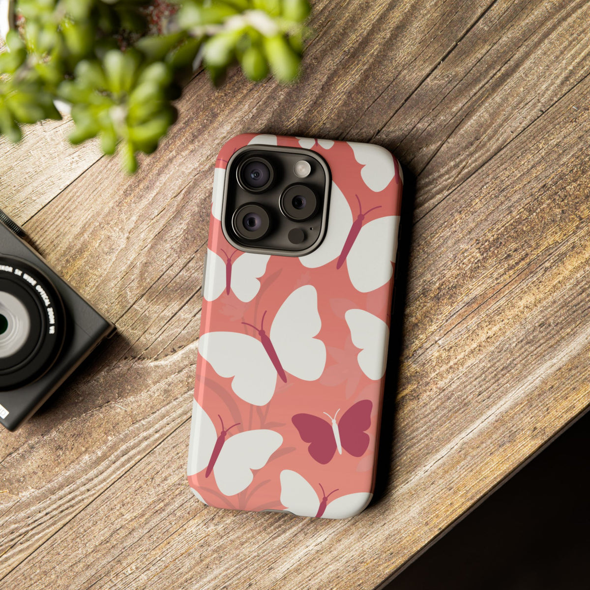 Minimalist Pink Butterfly Pattern Phone Case - Pink Phone Case