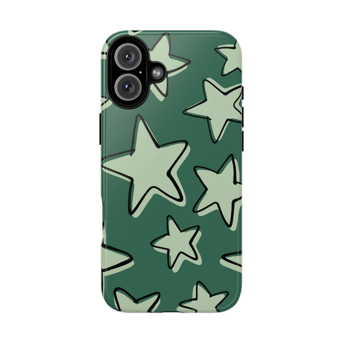 Forest Green Doodle Star Phone Case