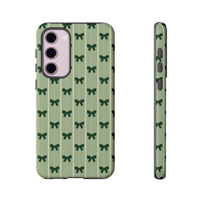 Retro Forest Green Bow Pattern Phone Case