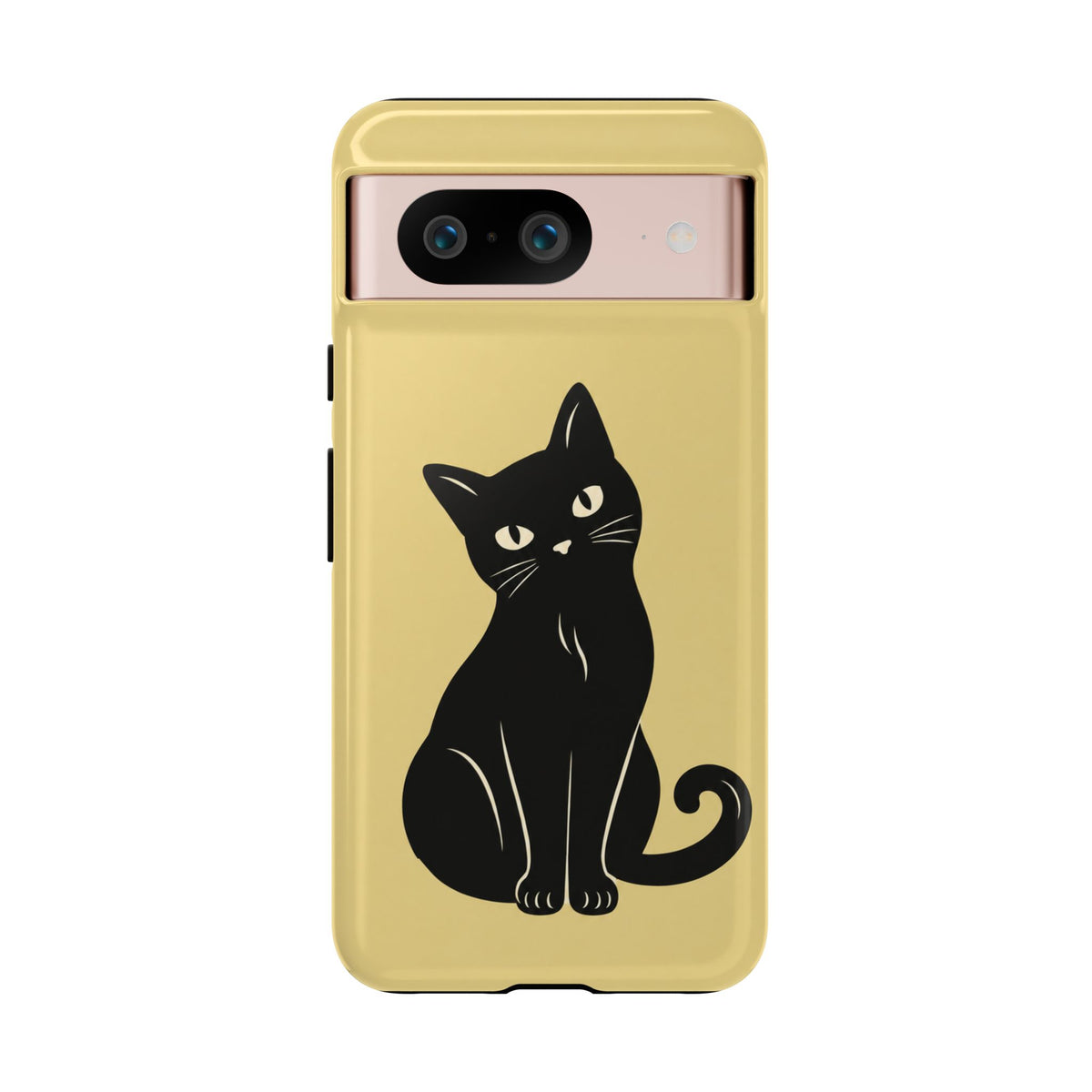 Minimalist Butter Yellow & Black Cat Phone Case