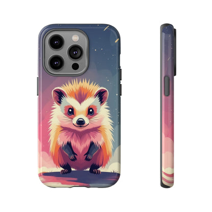iPhone 14 Pro / Glossy Phone Case - Stylised Hedgehog Design Phone Case