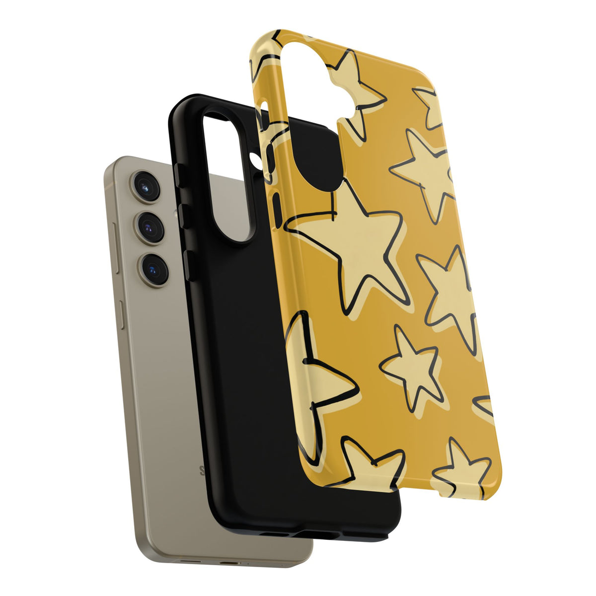 Golden Yellow Doodle Star Phone Case
