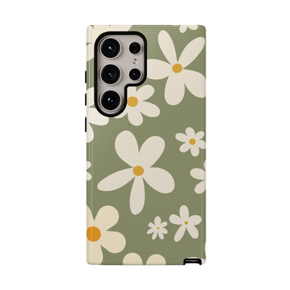 Chic Green Daisy Pattern Phone Case - Green Phone Case - Samsung Galaxy S24 Ultra / Glossy