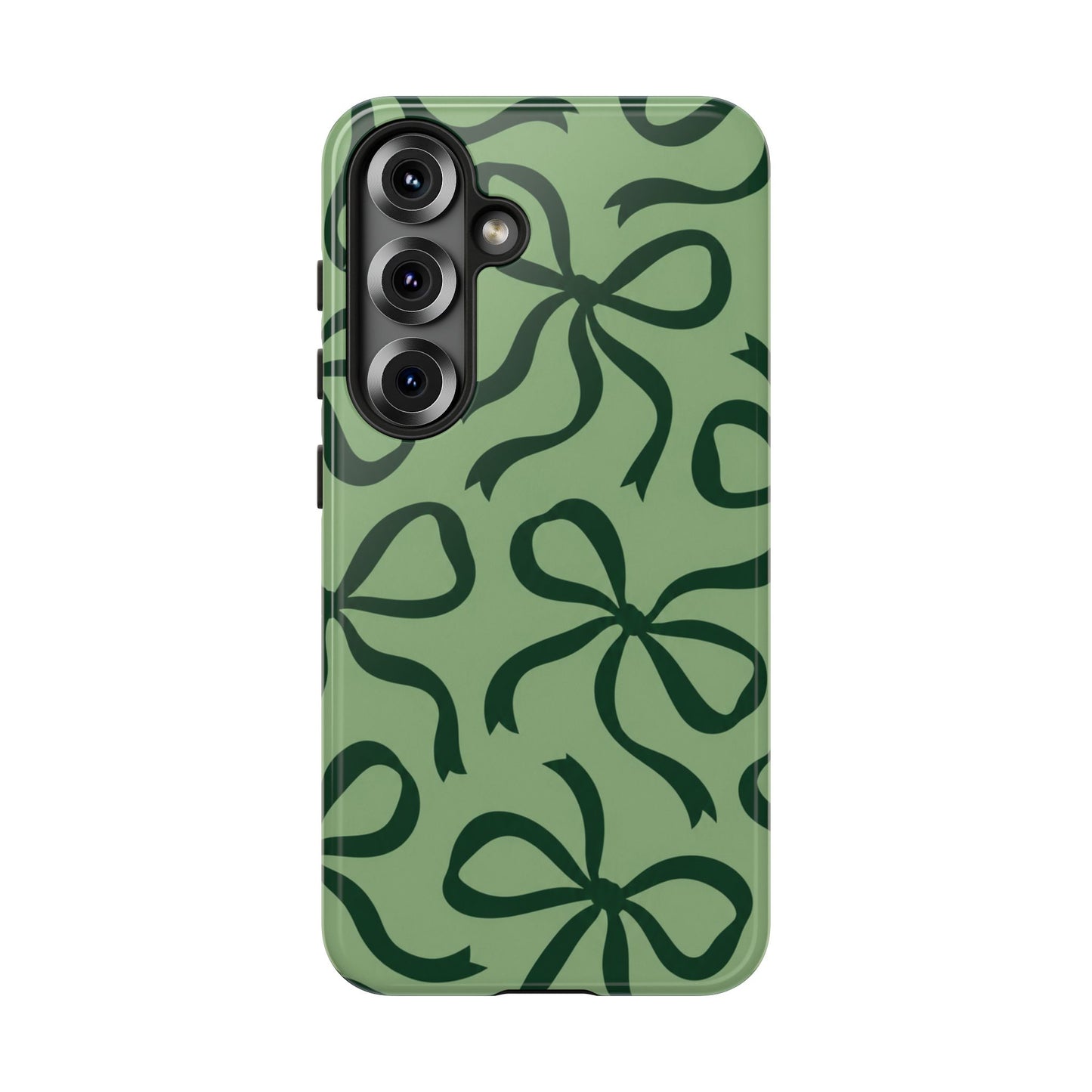 Bold Sage Green and Forest Green Bow Pattern Phone Case
