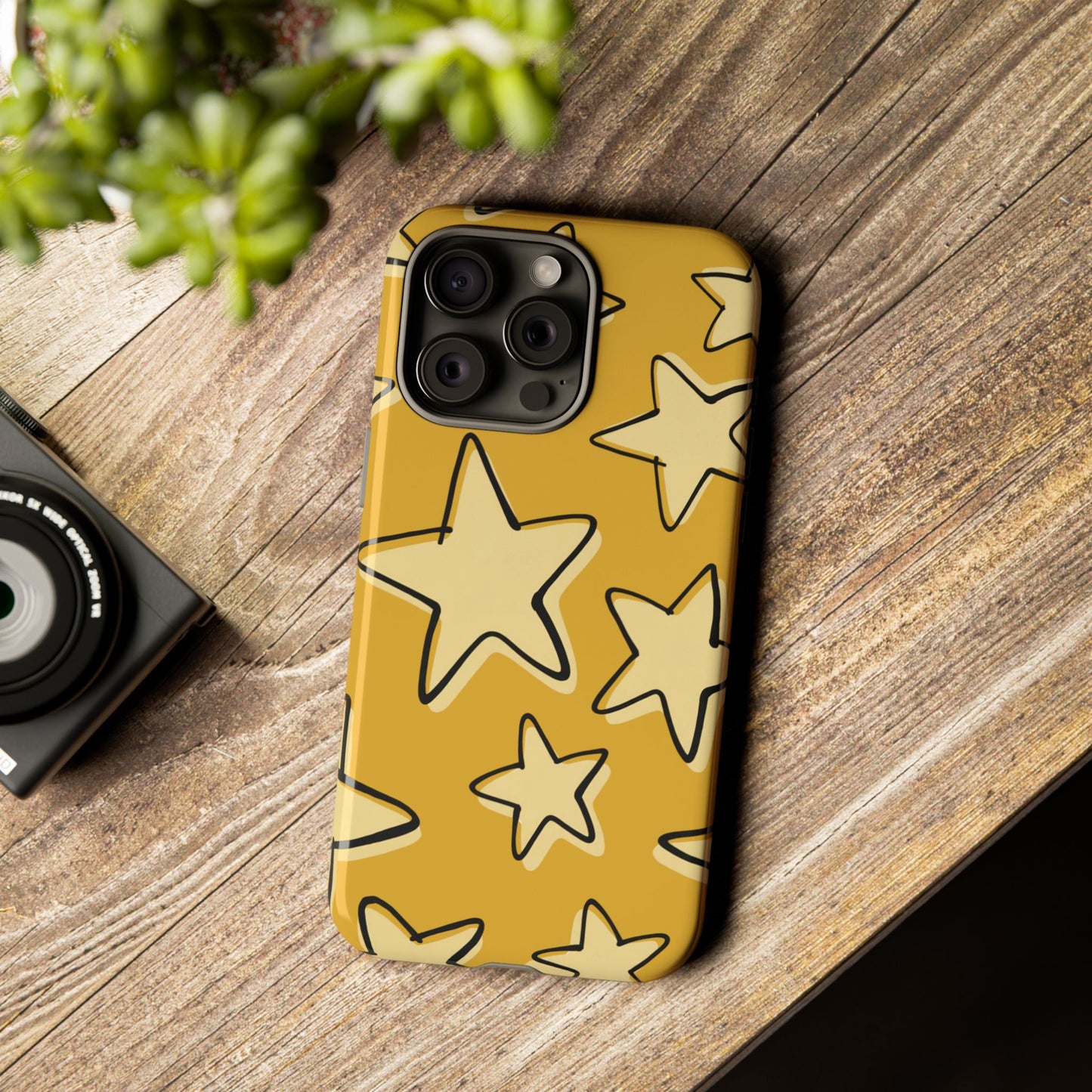 Golden Yellow Doodle Star Phone Case