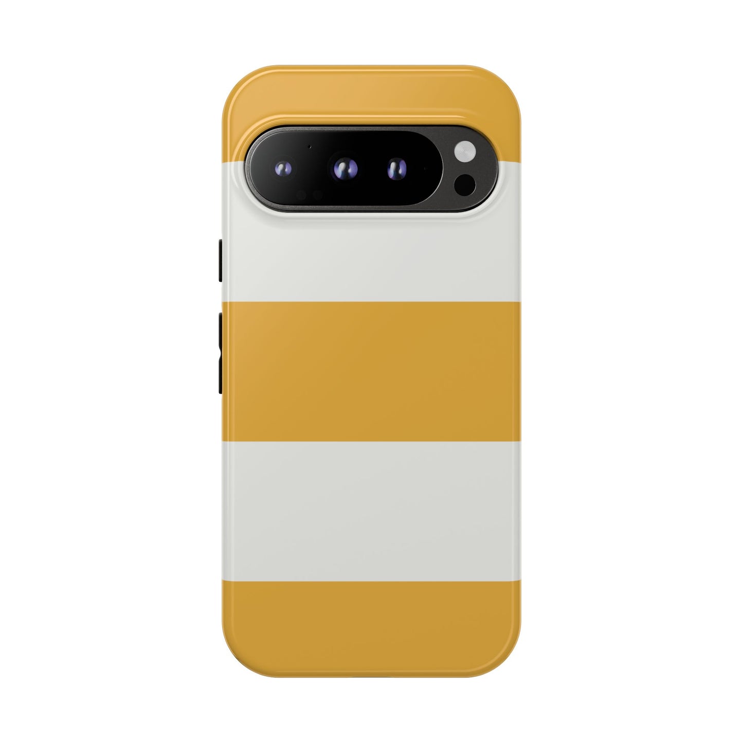 Google Pixel 9 Pro / Glossy Phone Case - Yellow & White Horizontal Stripe Pattern Phone Case