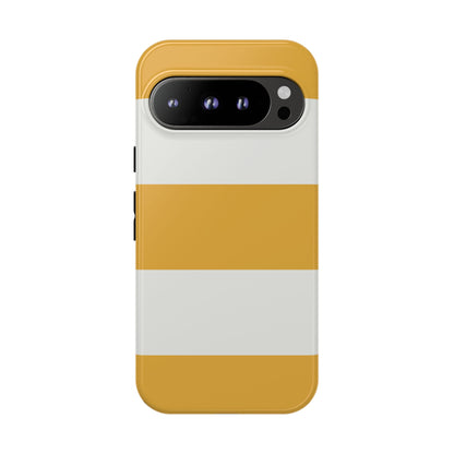 Google Pixel 9 Pro / Glossy Phone Case - Yellow & White Horizontal Stripe Pattern Phone Case