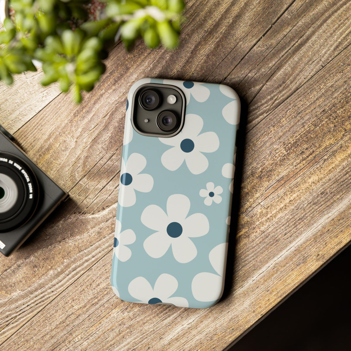 Cute Light Blue Daisy Pattern Phone Case - Blue Phone Case
