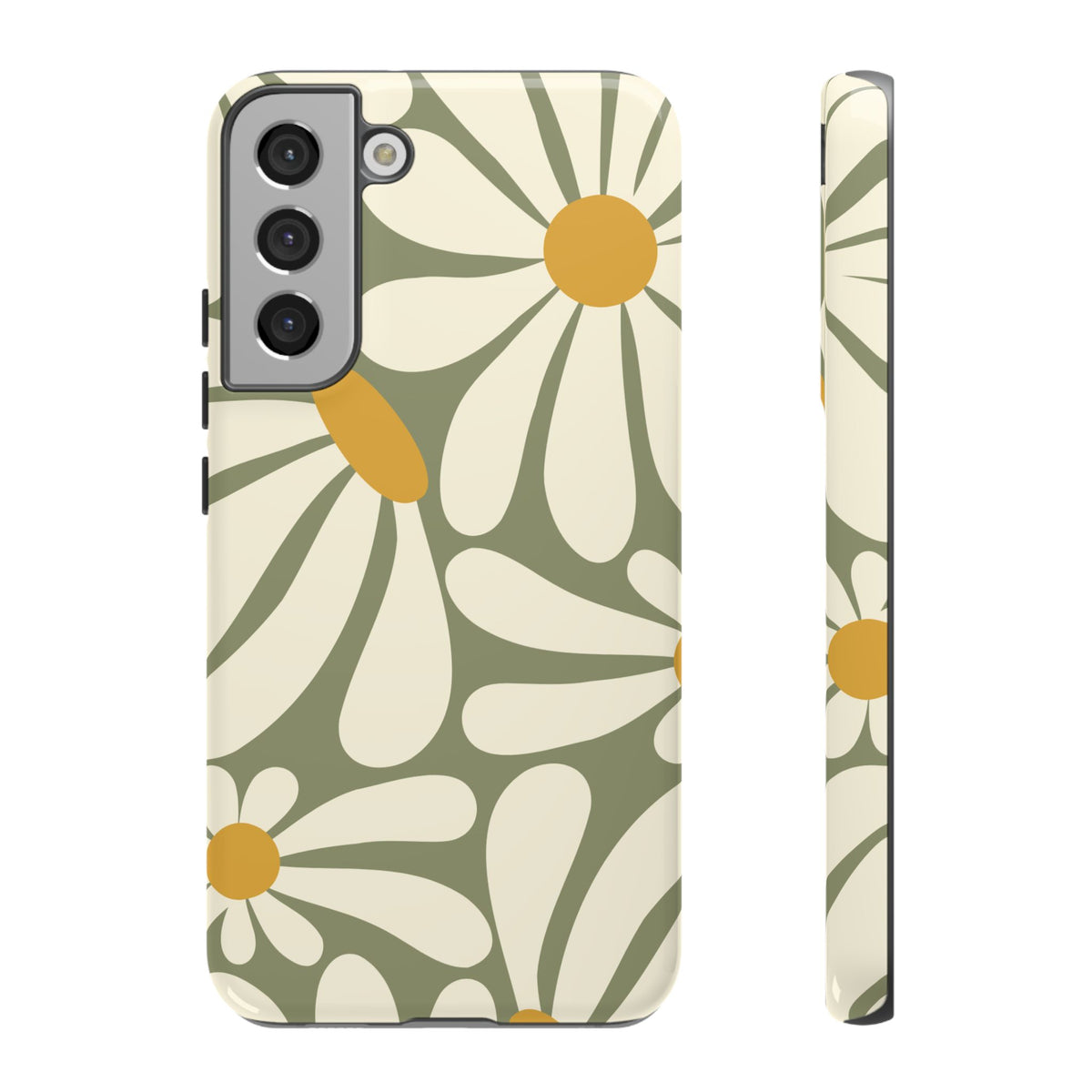 Retro Green Daisy Pattern #1 Phone Case - Green Phone Case - Samsung Galaxy S22 Plus / Glossy