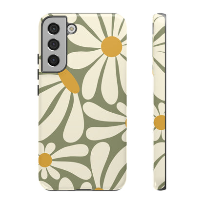 Retro Green Daisy Pattern #1 Phone Case - Green Phone Case - Samsung Galaxy S22 Plus / Glossy