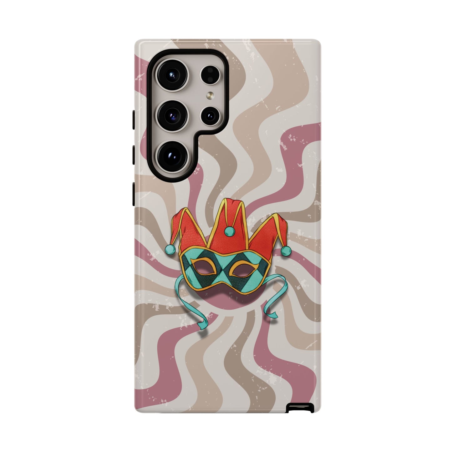 Venetian Jester Mask – Pink Retro Soft Revival Phone Case - Pink Phone Case - Samsung Galaxy S24 Ultra / Glossy