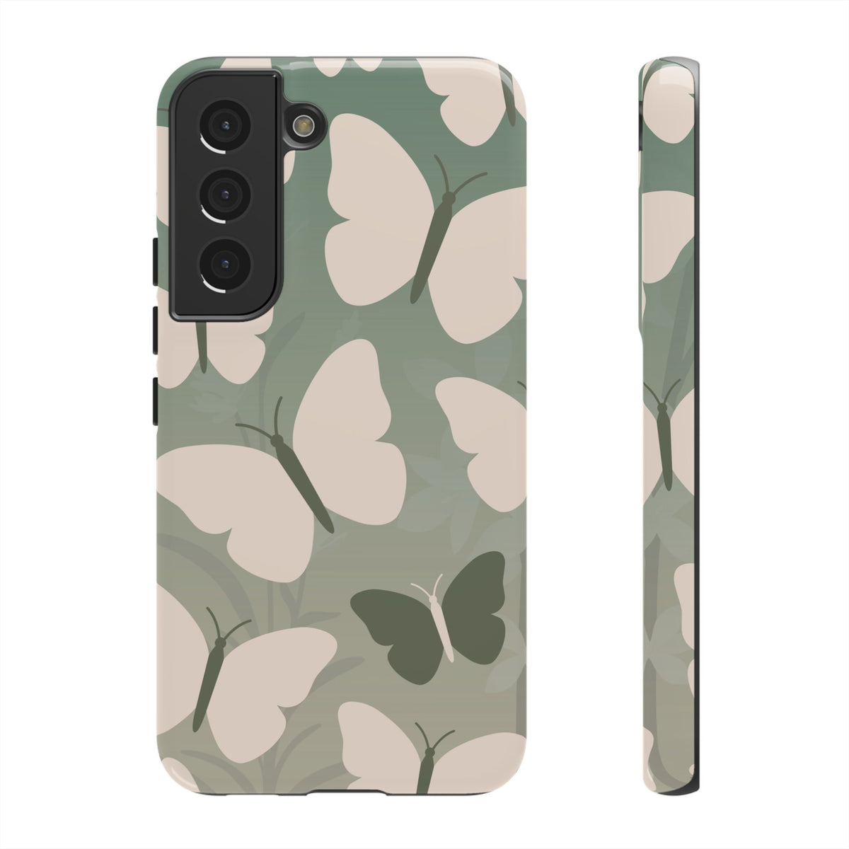 Minimalist Light Green Butterfly Pattern Phone Case - Green Phone Case - Samsung Galaxy S22 / Glossy