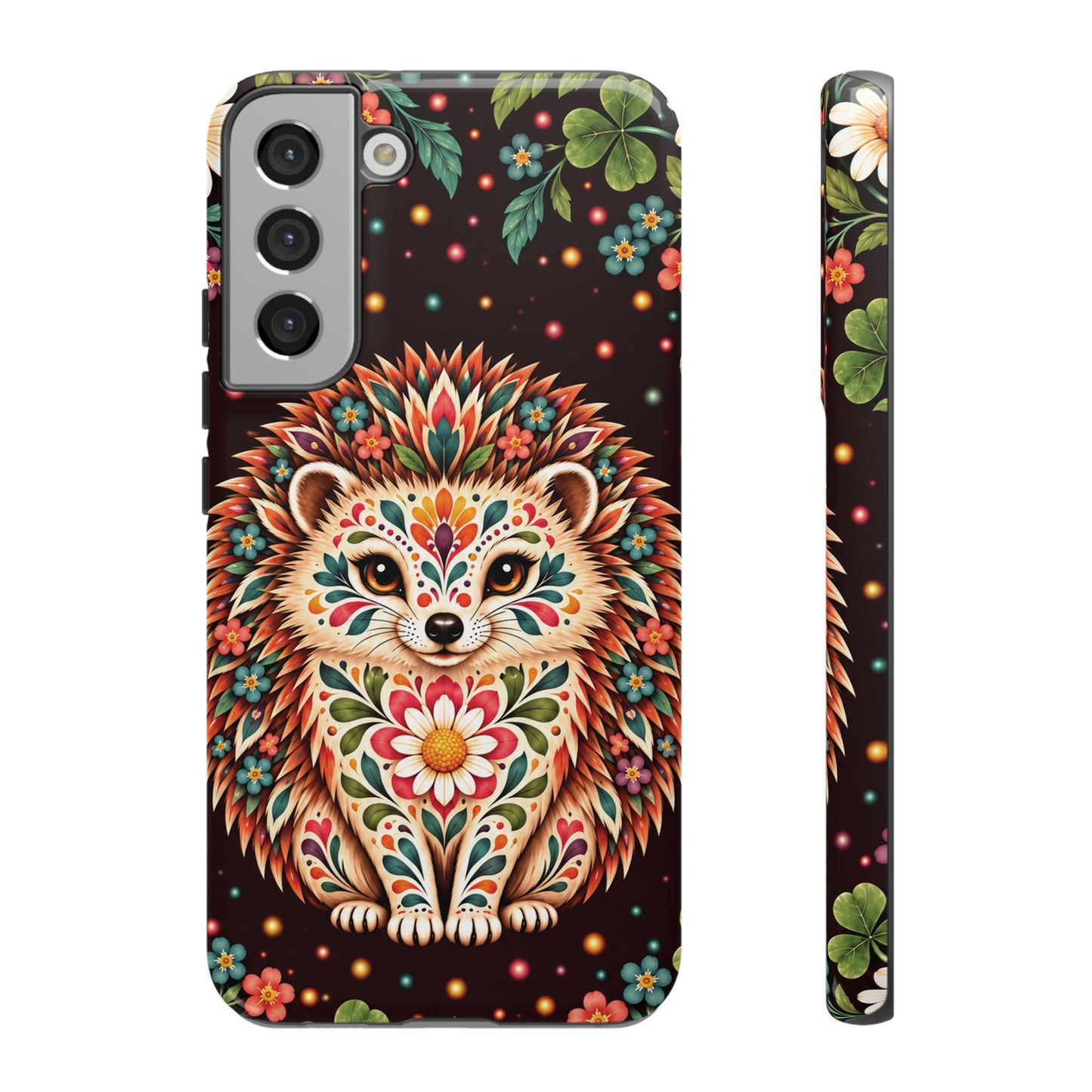 Vibrant Terracotta and Teal Calavera Hedgehog Phone Case - Multicolor Phone Case - Samsung Galaxy S22 Plus / Glossy