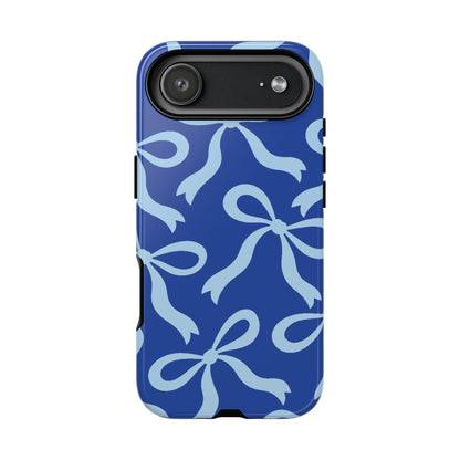 Bold Cobalt Blue and Powder Blue Bow Pattern Phone Case - Blue Phone Case - iPhone 17 Air / Glossy