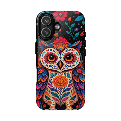 Vibrant Orange and Turquoise Calavera Owl Phone Case - Multicolor Phone Case - iPhone 17 / Glossy