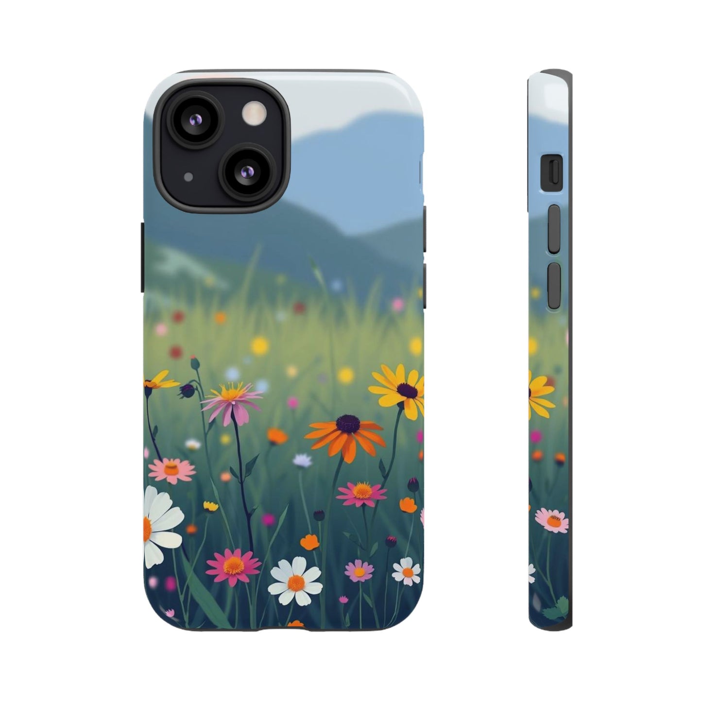 iPhone 13 Mini / Glossy Phone Case - Vibrant Meadow Design Phone Case