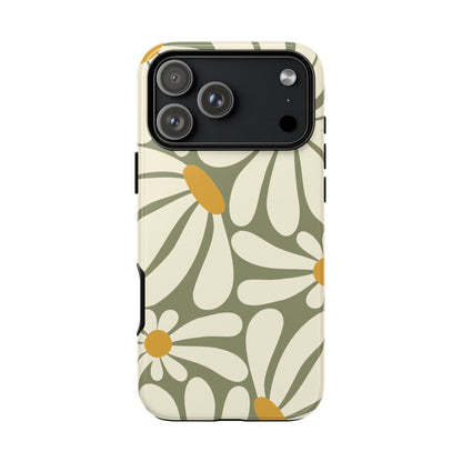iPhone 17 Pro Max / Glossy Phone Case - ’Retro Green Daisy Pattern #1’ Phone Case