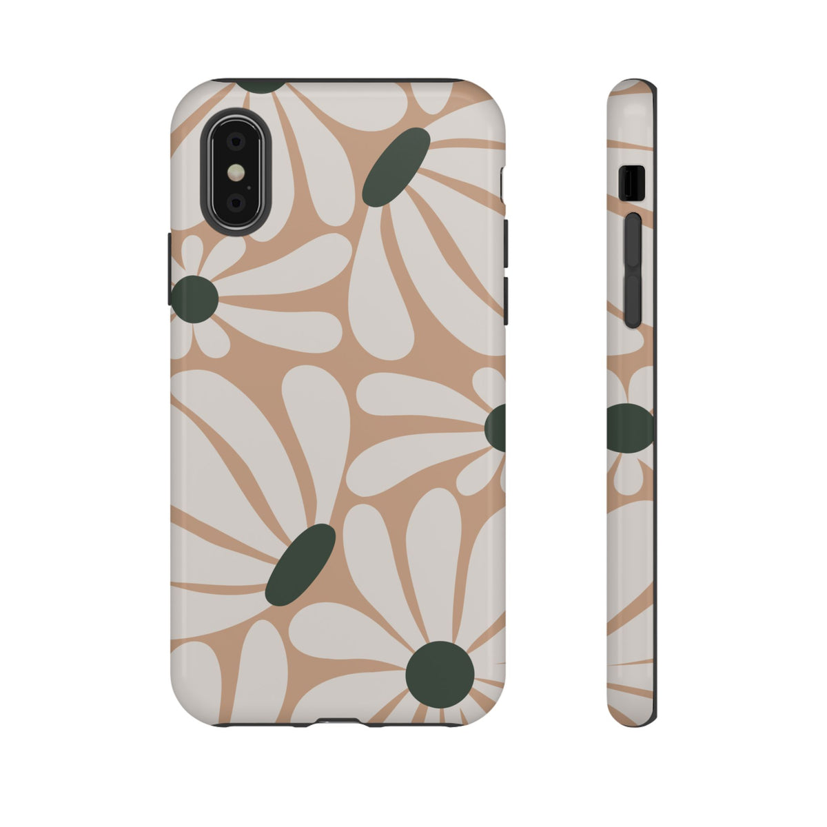 Retro Beige & White Daisy Pattern Phone Case - Beige Phone Case - iPhone XS / Glossy