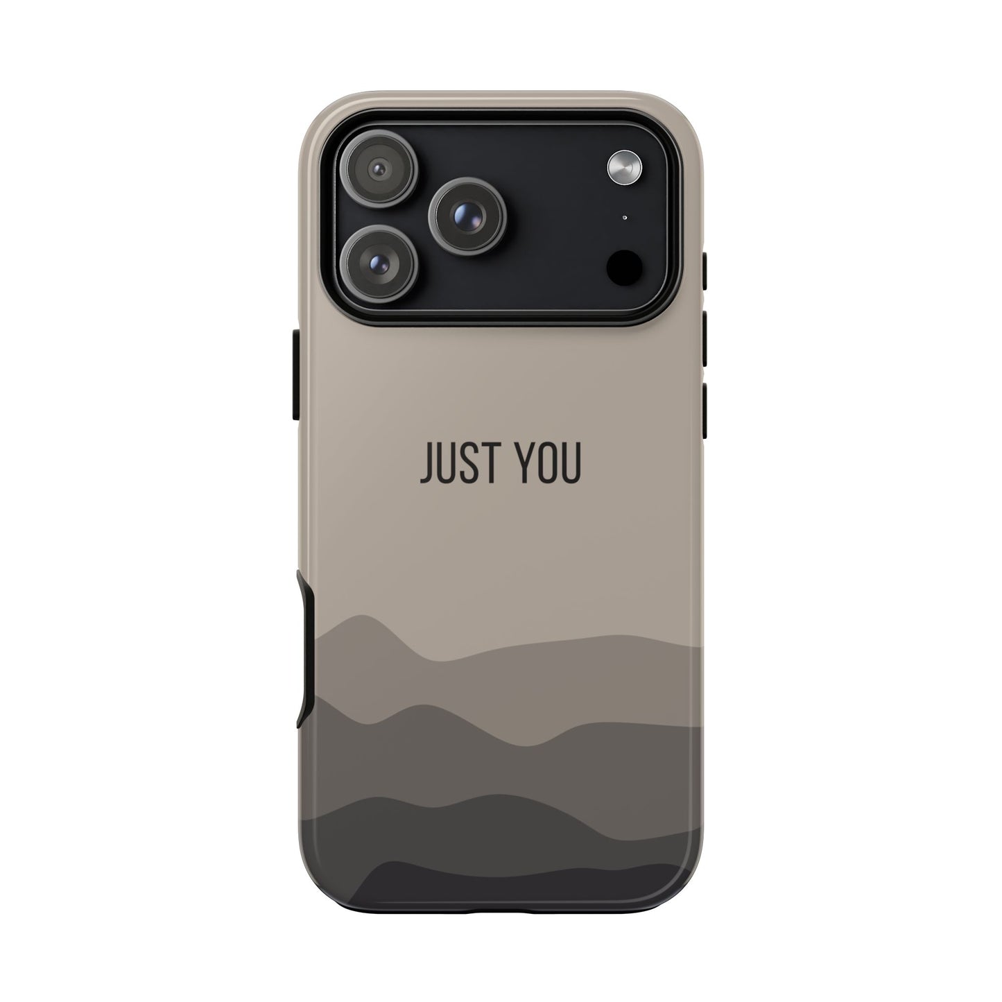 iPhone 17 Pro Max / Glossy Phone Case - Minimalist Beige Waves ’Just You’ Statement Phone Case
