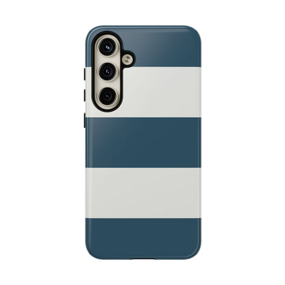 Blue & White Horizontal Stripe Pattern Phone Case - Blue Phone Case - Samsung Galaxy S24 Plus / Glossy