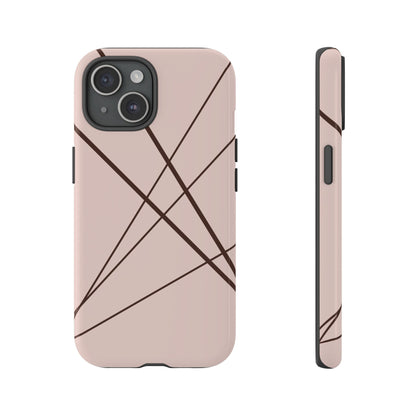 Abstract Pink with Brown Lines Phone Case - Pink Phone Case - iPhone 15 / Glossy