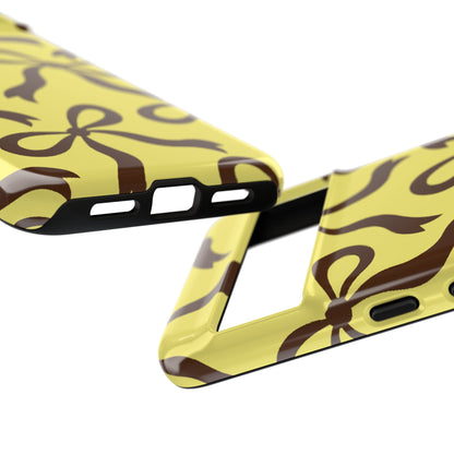 Bold Butter Yellow and Chocolate Brown Bow Pattern Phone Case - Yellow Phone Case