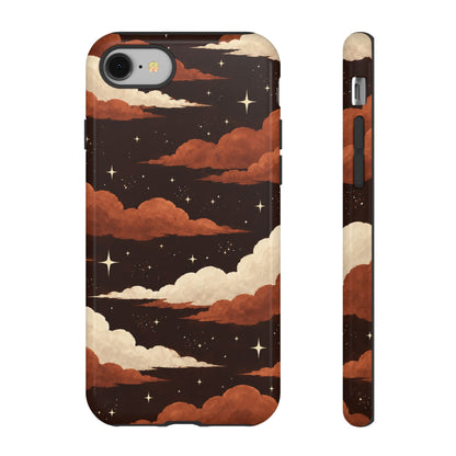 Illustrated Burnt Orange Clouds & Stars Phone Case