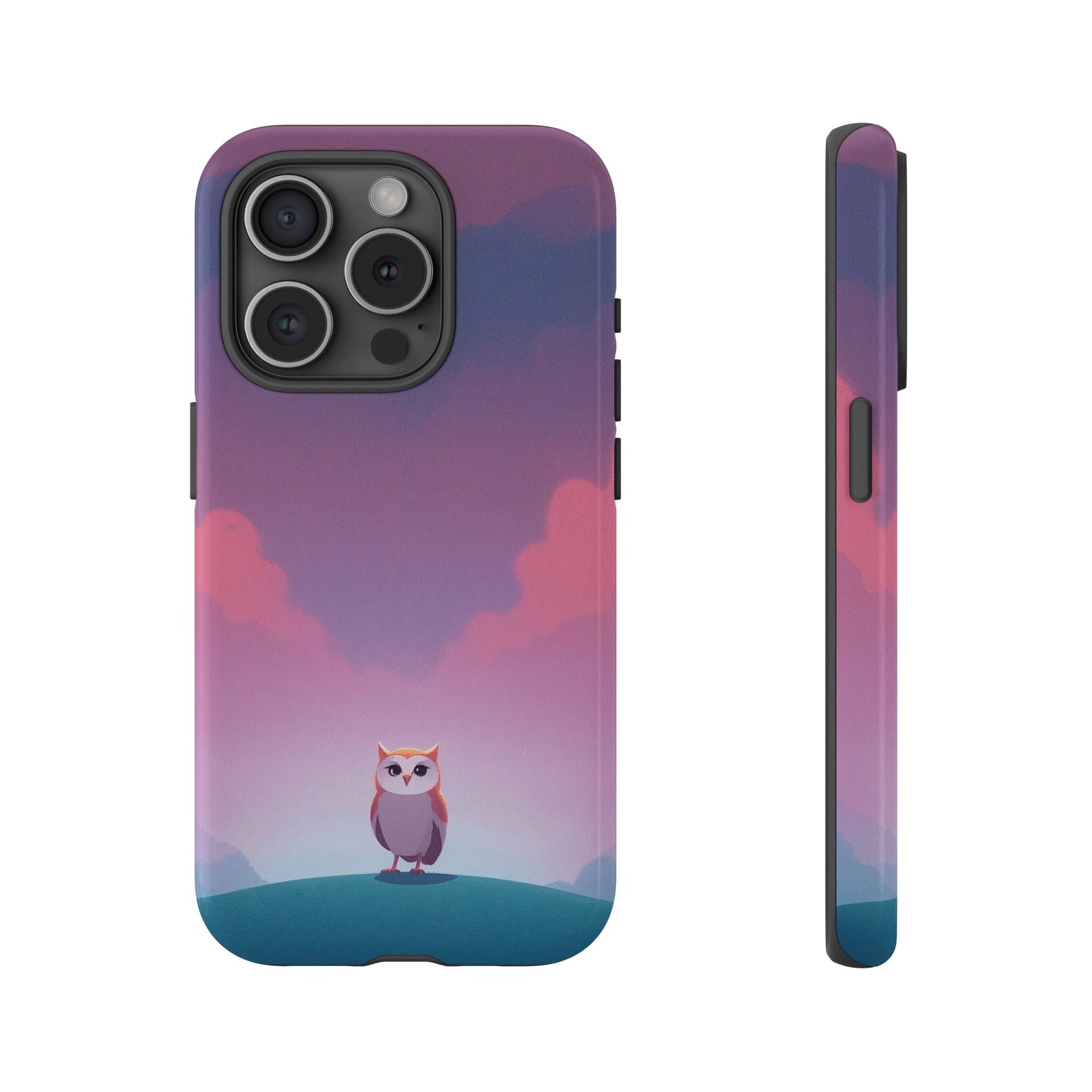Watercolour Owl & Cloud Design Phone Case - Multicolor Phone Case - iPhone 15 Pro / Glossy