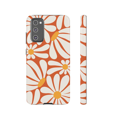 Retro Orange Daisy Pattern Phone Case - Orange Phone Case - Samsung Galaxy S20 FE / Glossy