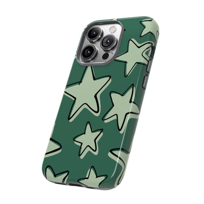 Forest Green Doodle Star Phone Case