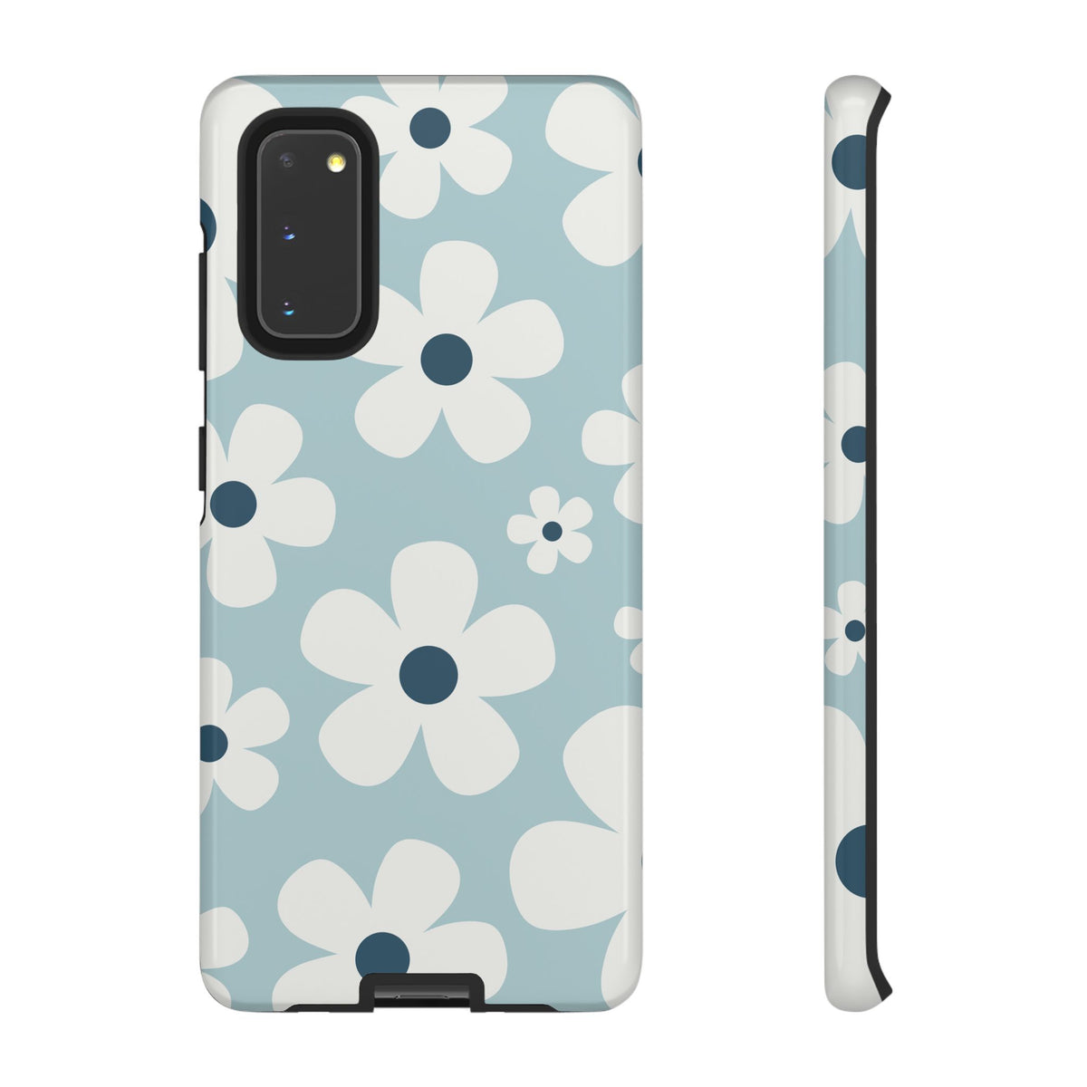 Cute Light Blue Daisy Pattern Phone Case - Blue Phone Case - Samsung Galaxy S20 / Glossy