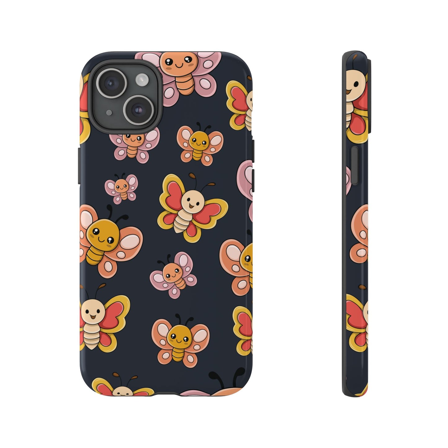 Grey Butterfly Sticker Design Phone Case - Grey Phone Case - iPhone 15 Plus / Glossy