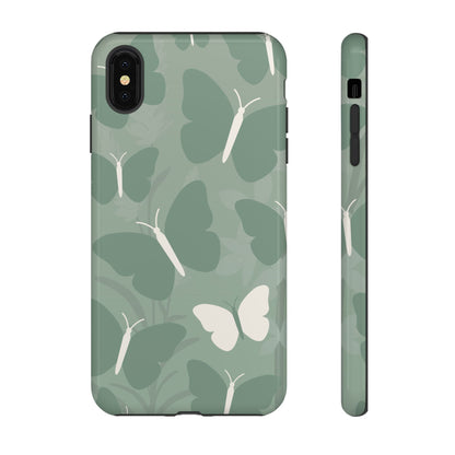 iPhone XS MAX / Glossy Phone Case - Minimalist Mint Green Butterfly Pattern Phone Case