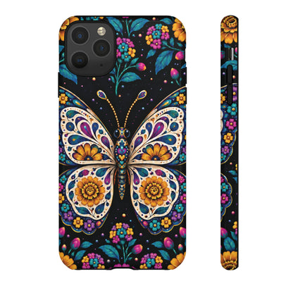 Vibrant Purple and Teal Calavera Butterfly Phone Case - Multicolor Phone Case - iPhone 11 Pro Max / Glossy