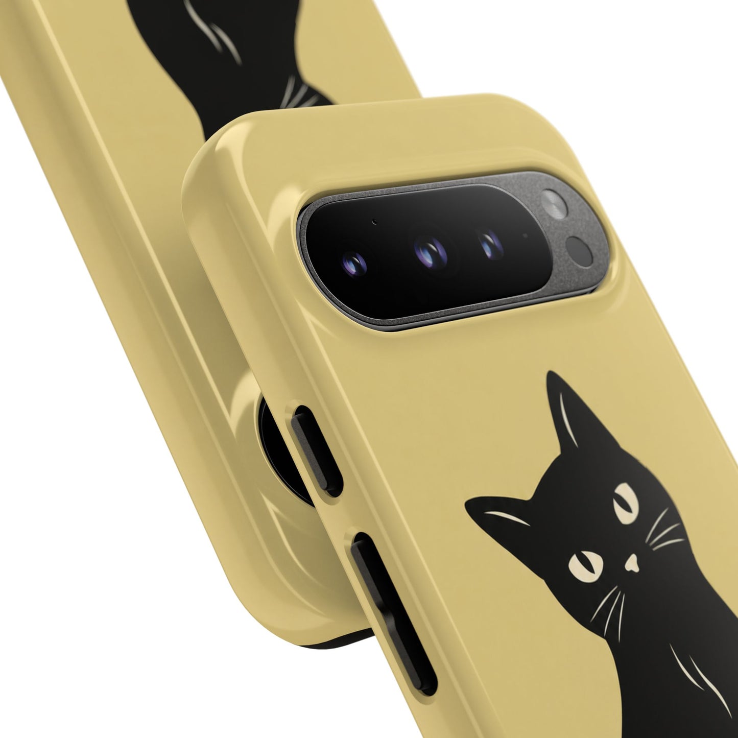 Minimalist Butter Yellow & Black Cat Phone Case