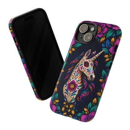 Elegant Purple and Teal Calavera Unicorn Phone Case - Phone Case
